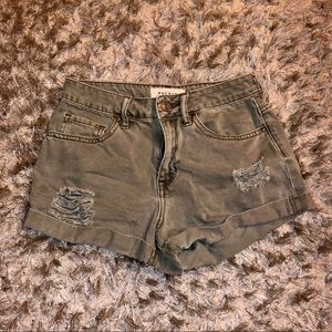 Pacsun High Rise Army Green Jean Shorts